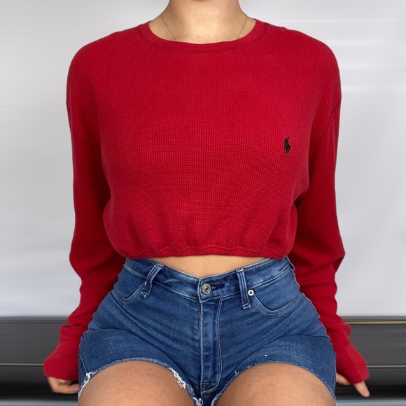 Polo Ralph Lauren Sweaters - ❌NOT FOR SALE POLO RALPH LAUREN Waffle Knit Cinch Crop Sweater